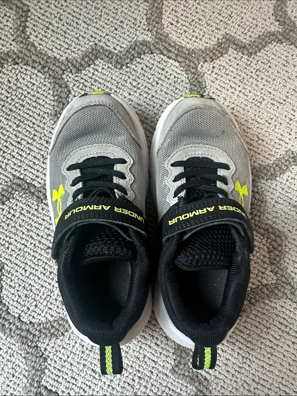 Under Armour Kids Gray and Neon Yellow Slip-On Athletic Sneakers